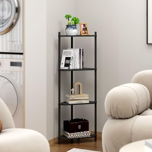 Corner Shelf Stand - 3 Tier Bamboo Small Corner Bookshelf for Office Kitchen Bedroom Plant Stand Living Room Decor Small