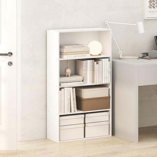 Furinno Jaya Book Shelf, 4-Tier Book Shelf, Bookcase with Open Shelving, Standing Bookshelf, 9.5 x 23.6 x 41.9, for Orga