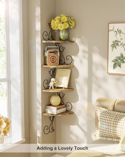 Alsonerbay 4-Tier Cat Shaped Corner Shelf Wall Mount, Carbonized Black