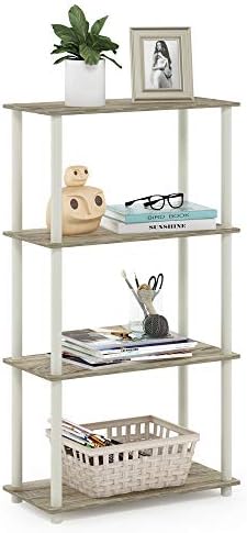 Furinno Turn-N-Tube Toolless 4-Tier Storage Shelves, Sonoma Oak