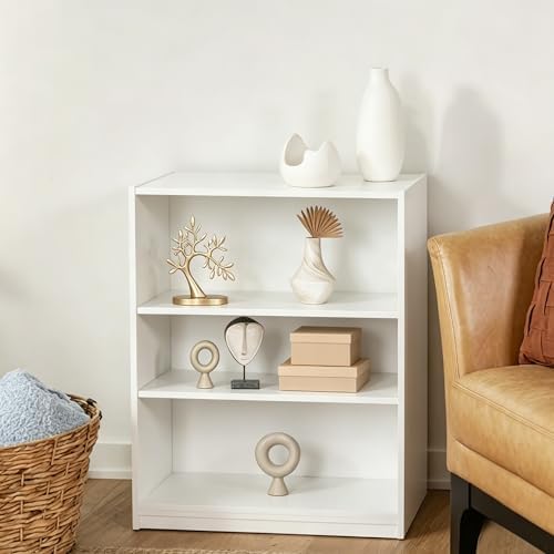 3 Shelf Bookcase, 31.5" H Small Book Shelf for Small Spaces, 3 Tier Bookshelf for Home Office and Dorm, Short Wooden Sto