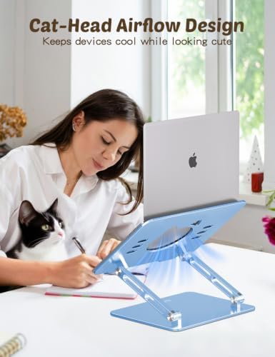 Aoviho Laptop Stand for Desk, Adjustable Foldable Aluminum Laptop Riser for 10–17.3 Inch Laptops – Sturdy Ergonomic Comp