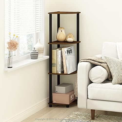 Furinno TURN-N-TUBE Corner Shelf, 4-Tier Corner Bookshelf, Display Storage Shelves with Open Shelves, for Organization a