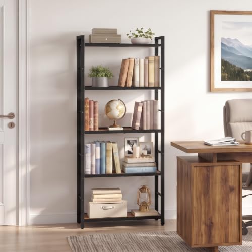HOOBRO 5-Tier Bookshelf, Standing Tall Bookcase, Vertical Storage Shelf