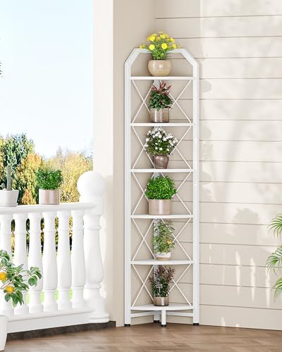 CHOEZON 6-Tier Industrial Corner Shelf, 71.2" Corner Storage Stand, Plant Stand Display Shelf, Corner Bookcase for Bedro