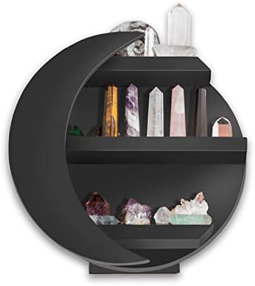 CHAMAMA Moon Shelf, Essential Oil Shelf, Moon Wall Decor, Crystal Display Shelf, Moon Shaped Shelf for Crystals, Moon De