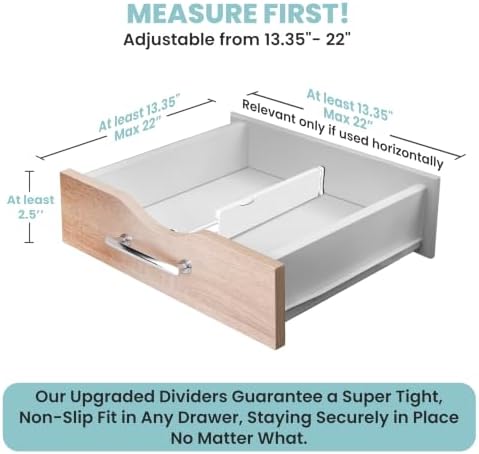 RAPTUROUS White Expandable Drawer Dividers (2.5" Tall, 13"-22" Long, 4 Pack - White)
