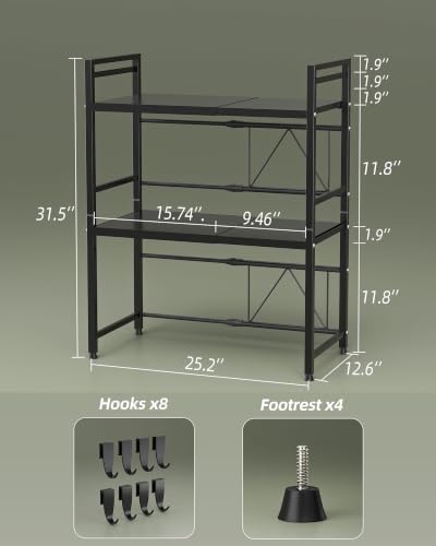 NETEL 3 Tier Expandable Microwave Stand countertop,Microwave Oven Rack