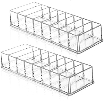 Clear Acrylic Compact Makeup Organizer 2 Pack 8 Compartments