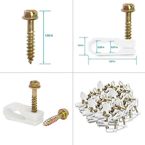 STEREN Coaxial Cable Clips - Cable Holder - Wire Clips - Siding Clips for Hanging - Cord Holder for Desk - Cable Clamps 