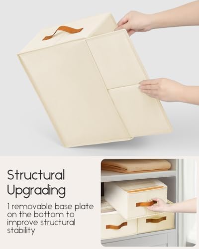 Homsorout Closet Organizers and Storage - Fabric Clothes Organizer with Handles, Foldable Jeans Organizer for Clothes, D