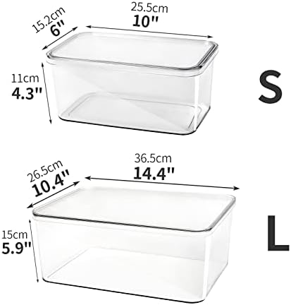 Clear Storage Bins With Lids,5 Packs Food Storage Organizer,Cabinet Storage Basket for Clothing, Towels, Cosmetics, Kitc