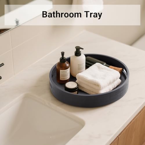 10in Black Bamboo Lazy Susan Turntable Organizer for Pantry