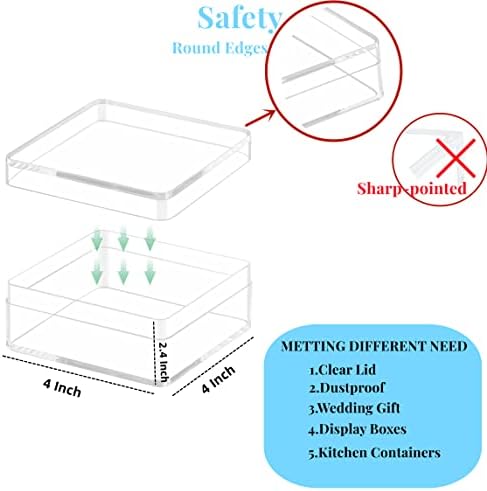 12-Pack Acrylic Square Cube Clear Party Favor Box, 3.94x3.94x2.36 Inch
