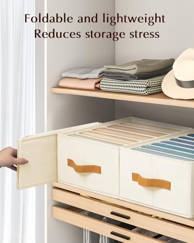 Homsorout Clothes Organizers and Storage - 4/5/7 Grids Fabric Jeans Organizer with Handles, Foldable Closet Organizers D