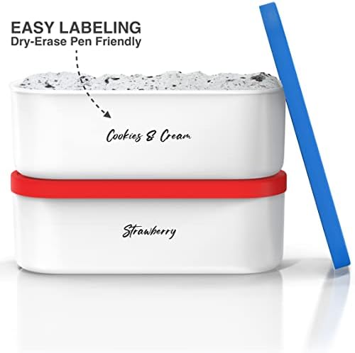 BALCI Ice Cream Containers 2 Quart Set of 2 - (Blue/Red)