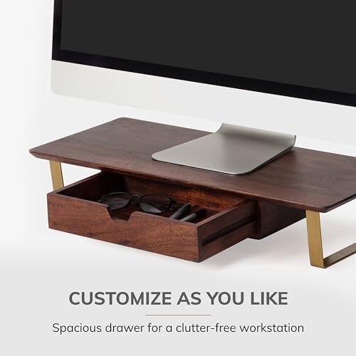 Anji Mountain Monitor Stand for Desk - Desktop Organizer & Laptop Riser, Ergonomic Monitor Riser, Space-Saving, Durable,