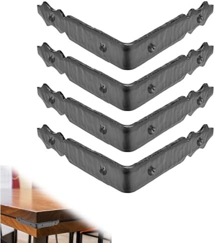 4 Pack - 3.5" Metal Corner Bracket for Furniture - Black - Handmade Decorative Corner Braces - Rustic Metal Brackets for