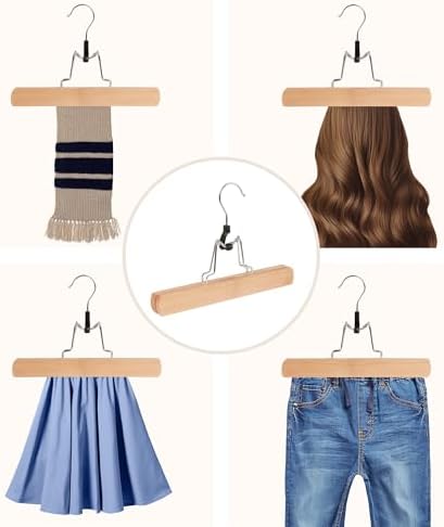 Wooden Non Slip Pants Hangers with Soft Felt Lining, 72-Pack, 12"