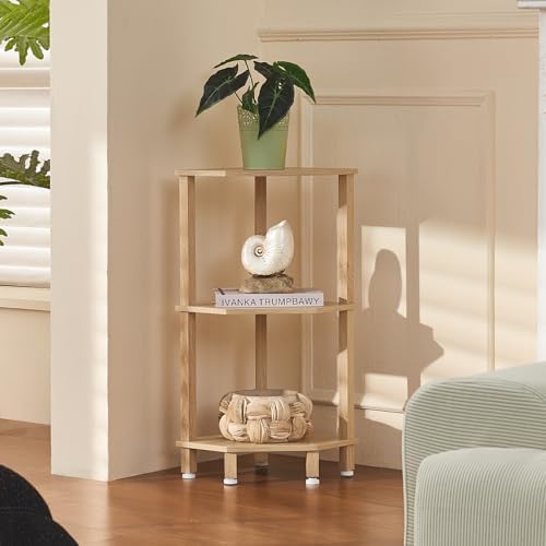 YUFAM 3-Tier Corner Shelf, Natural
