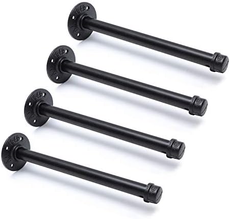 3/4" Industrial Black Iron Pipe Shelf Brackets, Rustic Wall Mounted DIY Shelving Brackets Hanging Custom Pipe Brackets f