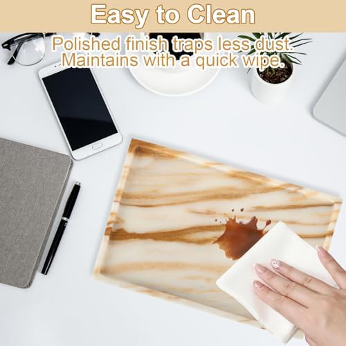 100% Marble Vanity Tray for Bathroom Counter, Kitchen, Coffee 11.8"