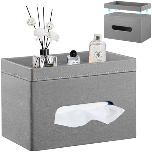 Extra Large Tissue Box Cover with Storage Tray,Rectangle Tissue Box Holder