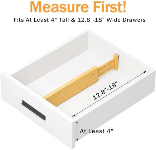 Bamboo Drawer Dividers, 4" High Drawer Organizers for Clothes/Utensils