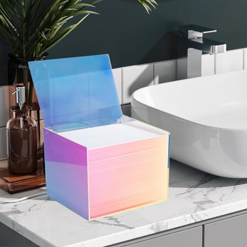 Disposable Face Facial Towel Holder Storage Box Acrylic Container, Rainbow
