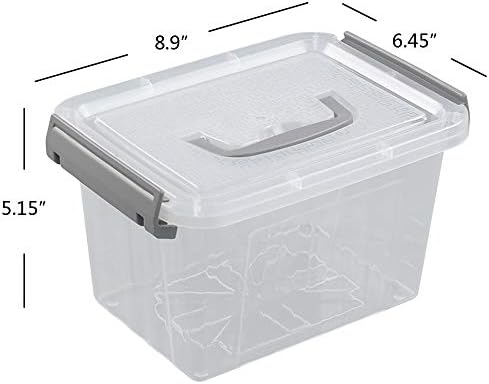 Pekky 3.5 Quart Clear Plastic Lided Storage Bins, Small Storage Box 6 Packs