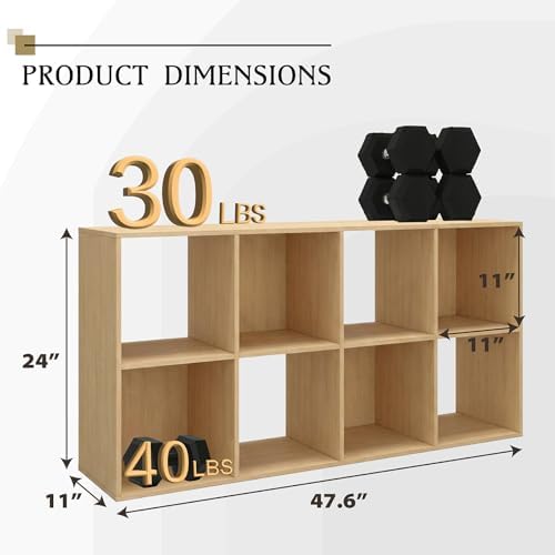 WannabeMyself【Easy Assembly】 8 Cube Storage Organizer with Anti-Tipping Kits,Reversible Open Back Book Shelf, Bookcase f