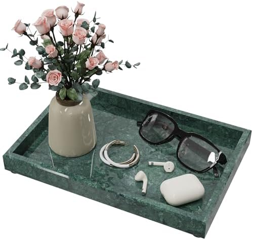 Rectangle Decorative Vanity Tray, 11.8x7.9x1.2 in, Emerald Green