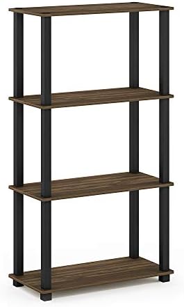 Furinno TURN-S-TUBE Storage Shelves, 4-Tier Book Shelf, Corner Shelf, Toolless Open Shelves, for Organization and Storag