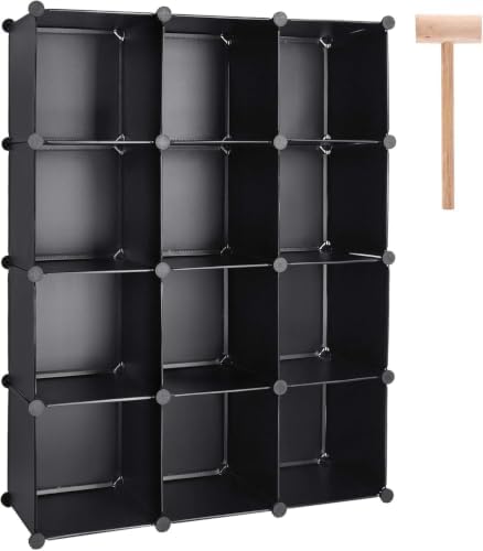 Cube Storage Organizer, DIY Plastic Closet Cabinet Modular Bookcase, Storage Shelves for Bedroom Living Room, Office（12-