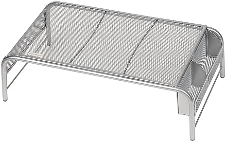 Mind Reader Monitor Stand, Ventilated Laptop Riser, Desktop Organizer, Side Storage, Metal Mesh, 20"L x 11.5"W x 5.5"H, 