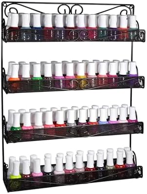 AMT 4 Tier Nail Rack, Pack Metal Wall Mount Organizer, Essential Oils Organizer, Pantry Cabinet Door Shelf Storage. Hang