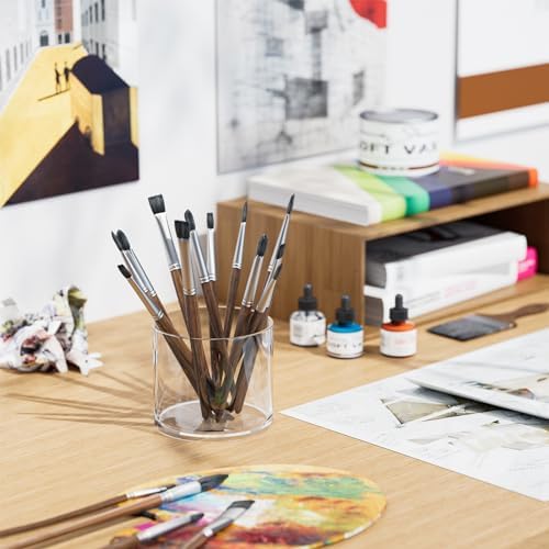 MaxGear Acrylic Pen Holder 2-Pack, Round Makeup Brush Holder & Pencil Cup
