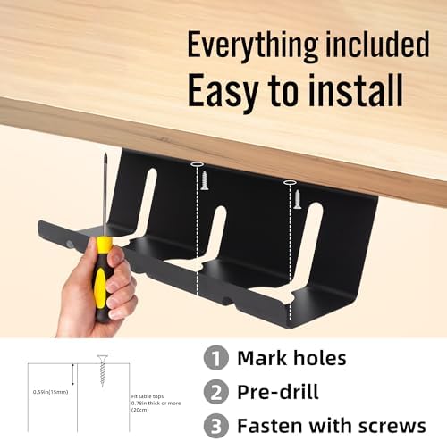 Under Desk Cable Management Tray,17" Cable Organizer,Power Strip Holder
