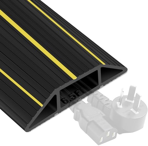 6.5Ft Cord Cover Heavy Duty Cable Protector 3 Channels Contains Cords, Cables and Wires, Easy to Unroll-Conceal Wires of