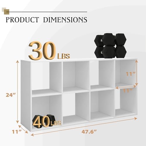 WannabeMyself【Easy Assembly】 8 Cube Storage Organizer with Anti-Tipping Kits,Reversible Open Back Book Shelf, Bookcase f