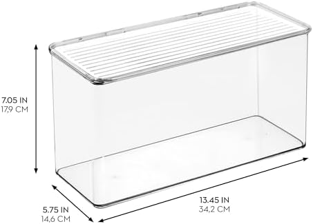 iDesign Plastic Stackable Hinged-Lid Storage Box, Set of 2, Clear