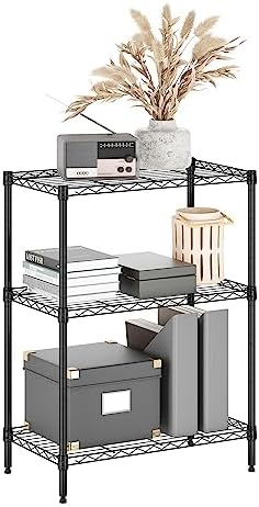 Furinno Wayar 3-Tier Metal Storage Shelf Rack, 23 x 13 x 30, Black