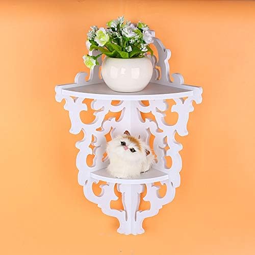 Yosoo White Double Carved Filigree Wall Panels,Wall Corner Shelf, Storage Rack,Flowerpot Bath Holder Bathroom Design Wal