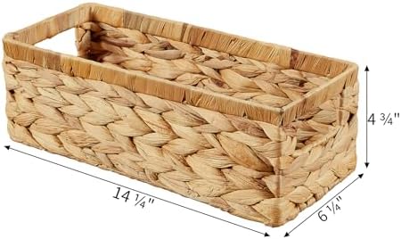 Vagusicc Water Hyacinth Wicker Storage Basket With Handles, Toilet Paper Basket for Tank Top, Small Baskets for Organizing Shelves, 2-Pack