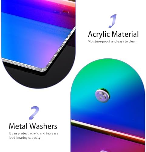 Sezanrpt 9 Inches Iridescent Floating Shelves Acrylic, White Wall Shelves for Living Room Décor, Bedroom, Bathroom, Kitchen, Dining Room, Brand Store, Retails, Gaming Room, 2 Pack