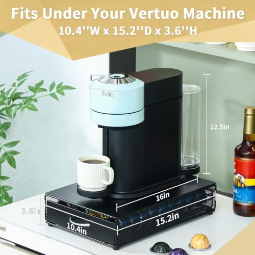 FlagShip Vertuo Pod Drawer Organizer,40 Large Pods Capacity,Black Metal