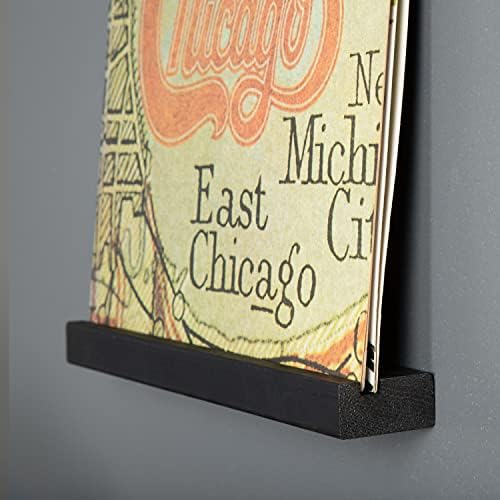 Ilyapa Vinyl Wall Mount Floating Record Shelves- 10 Pack, Black Wood
