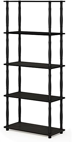 Furinno Turn-N-Tube 5-Tier Multipurpose Shelf / Display Rack / Storage Shelf / Bookshelf, Classic Tubes, Espresso/Black