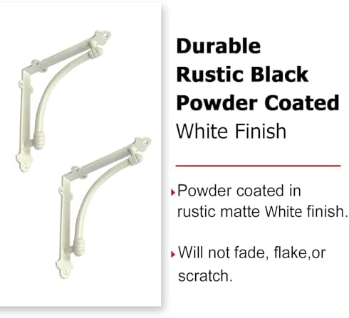 NACH Decorative Shelf Brackets, 4 Pack of 5.5 x 1.2 x 5.5 inch White Cast Iron Shelf Brackets - Decorative Brackets Whit