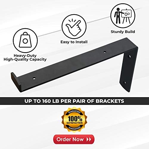 Rustic Shelf Brackets 12 Inches - Shelving Brackets with Mounting Hardware - Heavy Duty Shelf Brackets 12 Inch Shelf Bra
